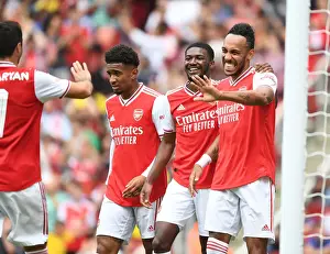 Arsenal Celebrate: Aubameyang Scores against Olympique Lyonnais at Emirates Cup 2019