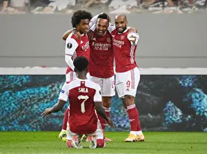 Arsenal V SL Benfica 2020-21 Prints: Arsenal Celebrate Aubameyang's Goal: Arsenal FC vs SL Benfica