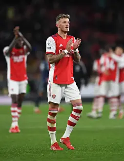 Arsenal Celebrate with Ben White: Arsenal vs Aston Villa, Premier League 2021-22