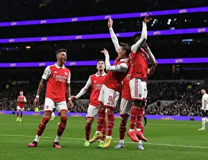 Arsenal Celebrate Bukayo Saka's Goal Against Tottenham Hotspur in 2022-23 Premier League