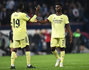 West Bromwich Albion V Arsenal - Carabao Cup 2021-22 Prints: Arsenal Celebrate Carabao Cup Victory Over West Bromwich Albion: Saka and Pepe