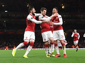 Arsenal V BATE Borisov 2017-18 Prints: Arsenal Celebrate Debuchy's Goal vs BATE Borisov