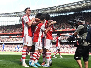 Images Dated 8th May 2022: Arsenal Celebrate Eddie Nketiah's Goal: Victory Over Leeds United in the Premier League (2021-22)