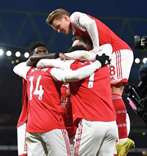 Arsenal V Manchester United 2022-23 Prints: Arsenal Celebrate Eddie Nketiah's Goal Against Manchester United in Premier League Clash (2022-23)