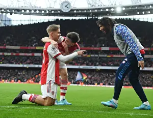 Arsenal Celebrate Emile Smith Rowe's Goal Against Brentford, Premier League 2021-22