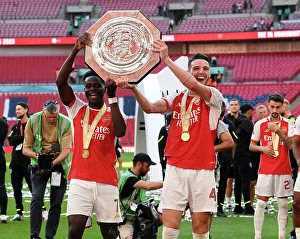 Arsenal Celebrate FA Community Shield Win: Bukayo Saka and Declan Rice