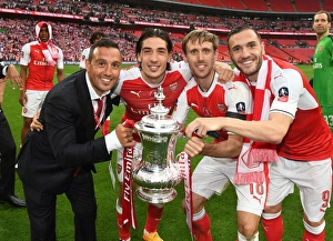 Arsenal Celebrate FA Cup Victory: Cazorla, Bellerin, Monreal, Perez