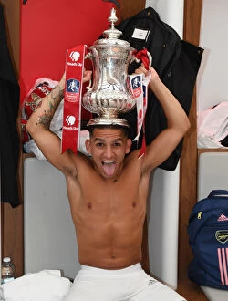 Images Dated 1st August 2020: Arsenal Celebrate FA Cup Victory over Chelsea in Empty Wembley Stadium