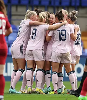 Liverpool Women V Arsenal Women 2022-23 Prints: Arsenal Celebrate First Goal Against Liverpool in FA Womens Super League