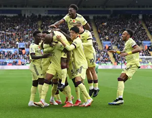 Arsenal Celebrate Gabriel's Goal Against Leicester City - Premier League 2021-22