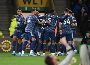 Arsenal Celebrate Gabriel's Goal: Wolverhampton Wanderers vs Arsenal, Premier League 2021-22