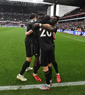 Aston Villa V Arsenal 2022-23 Prints: Arsenal Celebrate Own Goal by Aston Villa's Emi Martinez in Premier League Clash