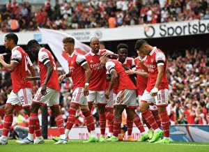 Arsenal Celebrate Third Goal Against Sevilla in Emirates Cup 2022