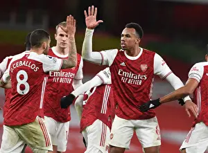 Arsenal Celebrate Goal Against Southampton in Empty Emirates Stadium, Premier League 2020-21