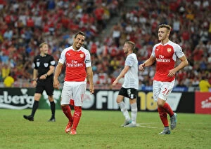 Images Dated 18th July 2015: Arsenal Celebrate Goals: Santi Cazorla and Calum Chambers vs