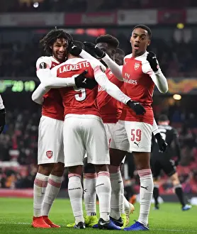 Arsenal Celebrate: Lacazette Scores in Europa League Win vs Qarabag (2018-19)