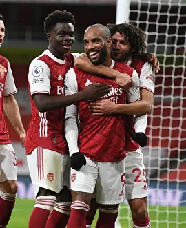 Arsenal Celebrate Lacazette's Goal Against Chelsea in Empty Emirates Stadium (2020-21)