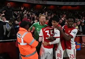 Arsenal Celebrate Lacazette's Goal Against Crystal Palace (2021-22)