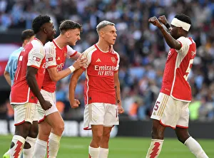 Arsenal Celebrate Leandro Trossard's Goal: Arsenal vs Manchester City - FA Community Shield 2023-24