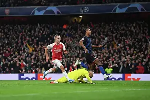 Arsenal V Sevilla 2023-24 Prints: Arsenal Celebrate Leandro Trossard's Goal Against Sevilla in 2023-24 UEFA Champions League