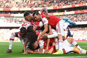 Arsenal V AFC Bournemouth 2019-20 Prints: Arsenal Celebrate: Luiz, Pepe, Aubameyang, Xhaka, Ceballos