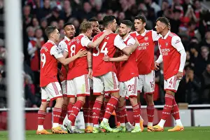 Arsenal Celebrate Martin Odegaard's Goal Against Chelsea in 2022-23 Premier League