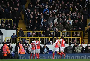 Tottenham Hotspur V Arsenal 2014-15 Prints: Arsenal Celebrate Mesut Ozil's Goal Against Tottenham Hotspur in the Premier League