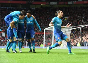 Arsenal Celebrate Mkhitaryan's Goal: Bellerin, Aubameyang, Iwobi, Xhaka