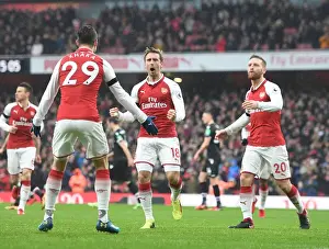 Arsenal V Crystal Palace 2017-18 Prints: Arsenal Celebrate Nacho Monreal's Goal Against Crystal Palace (2018)
