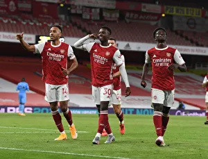 Arsenal Celebrate: Nketiah, Aubameyang, Saka Score Against West Ham