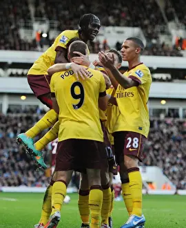 West Ham United V Arsenal 2012-13 Prints: Arsenal Celebrate Olivier Giroud's Goal Against West Ham United