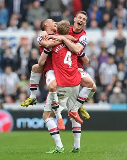 Arsenal Celebrate Premier League Victory over Newcastle: Gibbs, Mertesacker, Koscielny