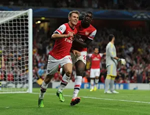 Arsenal V Fenerbahce 2013-14 Prints: Arsenal Celebrate: Ramsey and Sanogo Score in Champions League Victory