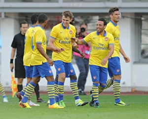 Arsenal V Manchester City Pre Season 2013-14 Prints: Arsenal Celebrate: Ramsey, Walcott, Cazorla, Giroud (vs Manchester City, 2013)
