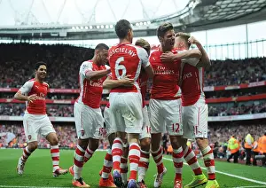 Arsenal Celebrate Ramsey's Goal: Arsenal v Crystal Palace, Premier League 2014/15