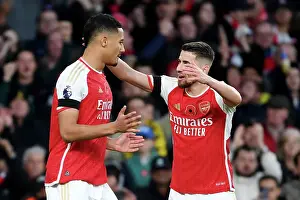 Arsenal Celebrate: Saliba Scores Second in Arsenal's Victory over Burnley (2023-24)