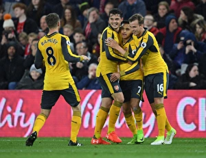 Middlesbrough V Arsenal 2016-17 Prints: Arsenal Celebrate: Sanchez, Ramsey, Xhaka, Holding Score Against Middlesbrough (2016-17)