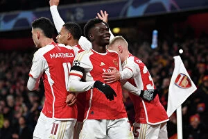 Arsenal v RC Lens 2023-24 Collection: Arsenal Celebrate Second Goal Against RC Lens in 2023-24 UEFA Champions League