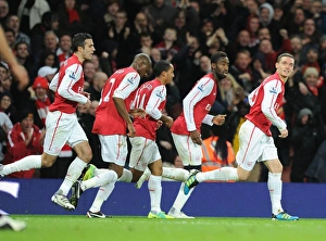 Arsenal V Fulham 2011-12 Prints: Arsenal Celebrate: Vermaelen, Walcott, Djourou, Diaby, van Persie