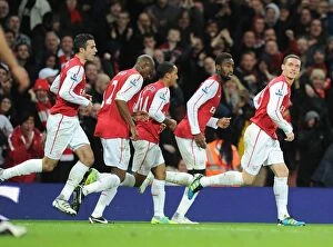 Images Dated 26th November 2011: Arsenal Celebrate: Vermaelen, Walcott, Djourou, Diaby, van Persie