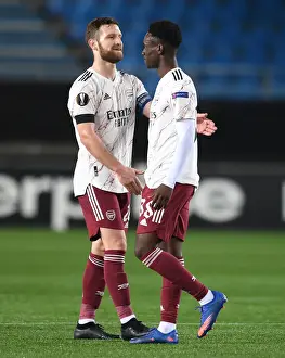Molde FK V Arsenal 2020-21 Prints: Arsenal Celebrate Victory Over Molde in Europa League: Mustafi and Balogun