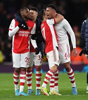 Images Dated 24th February 2022: Arsenal Celebrate Victory Over Wolverhampton Wanderers in Premier League