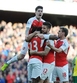 Arsenal V Norwich City 2015-16 Prints: Arsenal Celebrate: Welbeck's Goal Against Norwich City (2015-16)