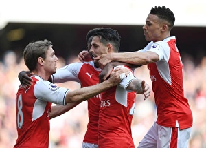Arsenal V Manchester United 2016-17 Prints: Arsenal Celebrate: Xhaka, Gibbs