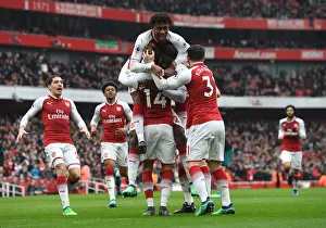 Arsenal V Southampton 2017-18 Prints: Arsenal Celebrates: Aubameyang