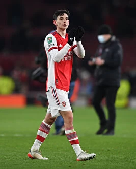 Images Dated 21st December 2021: Arsenal Celebrates Carabao Cup Quarterfinal Victory: Charlie Patino Rallies the Troops