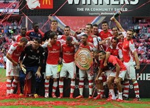 Arsenal V Manchester City - FA Community Shield 2014/15 Prints: Arsenal Celebrates FA Community Shield Win over Manchester City (2014)