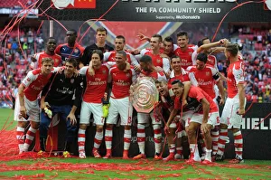 Arsenal V Manchester City - FA Community Shield 2014/15 Prints: Arsenal Celebrates FA Community Shield Win Against Manchester City (2014)