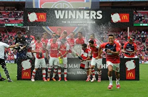 Arsenal V Manchester City - FA Community Shield 2014/15 Prints: Arsenal Celebrates FA Community Shield Win Against Manchester City (2014)