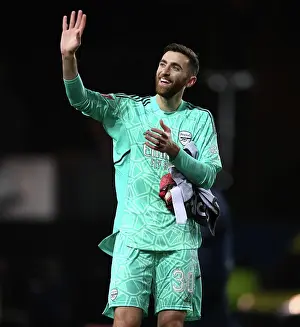 Oxford United V Arsenal - FA Cup 2023 Prints: Arsenal Celebrates FA Cup Victory over Oxford United: Matt Turner's Triumphant Wave
